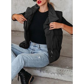 Dokotoo Womens Puffer Vest for Women 2024 Trendy Black Vest Warm Puffer Padded Vest Zip Up Sleeveless Quilted Outerwear Jacket Winter Coats for Women Lightweight Vest with Pockets S