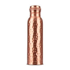 ANTIQUANA 34 Oz Pure Copper Water Bottle Set – Leak-Proof Hammered Design with Tumbler, Carrying Bag & Smooth Finish Decorative – Copper Home Decore