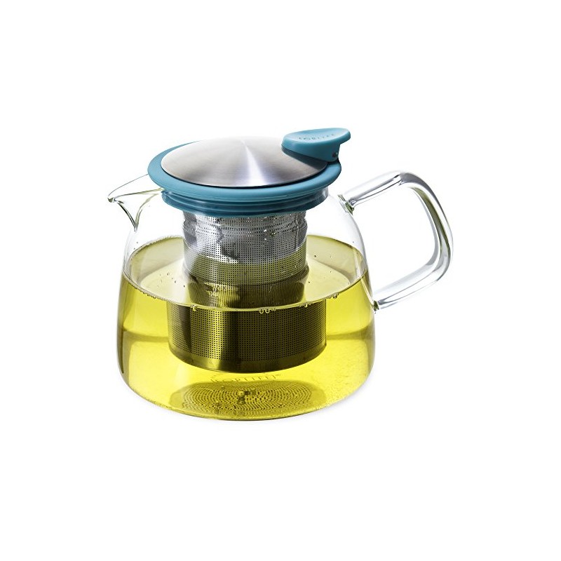 FORLIFE Bell Glass Teapot with Basket Infuser, 24 oz./730 mL,