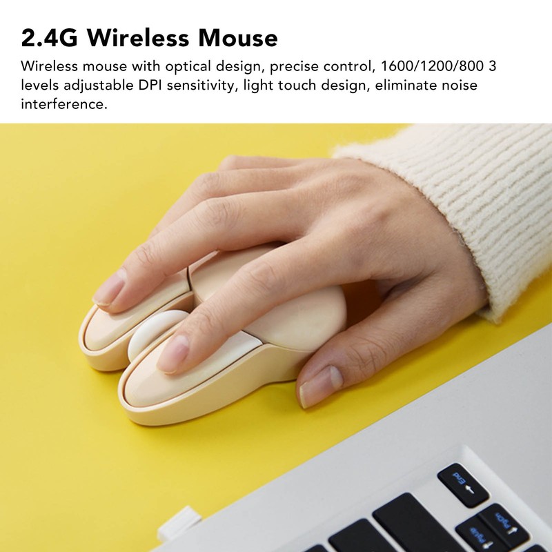 Cute Rabbit Wireless Mouse 2.4G Adjustable DPI Sensitivity 33ft Effective