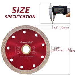 GoYonder 4.5” Diamond Tile Blade for Angle Grinder, Super Thin Diamond Saw Blade Grinder Blades for Wet Dry Cutting, Diamond Blade for Cutting Ceramic, Porcelain, Tiles, Granite, Marbles