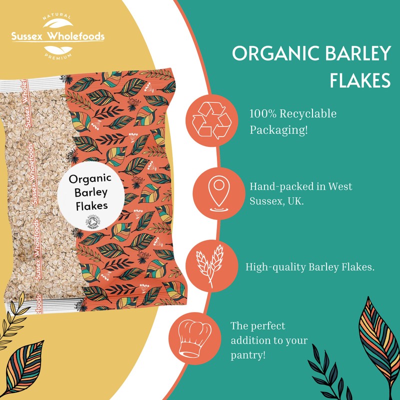 Sussex Wholefoods Organic Barley Flakes 500g: Nutritious, Versatile Superfood for