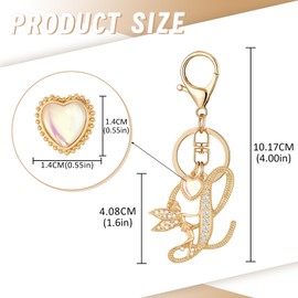 OKAICEN Gold Plated Angle Alphabet Initial Letter Keyring Keychain for Women Girls Crystal Key Chains for Wallet Backpack Bag Charm ('L')
