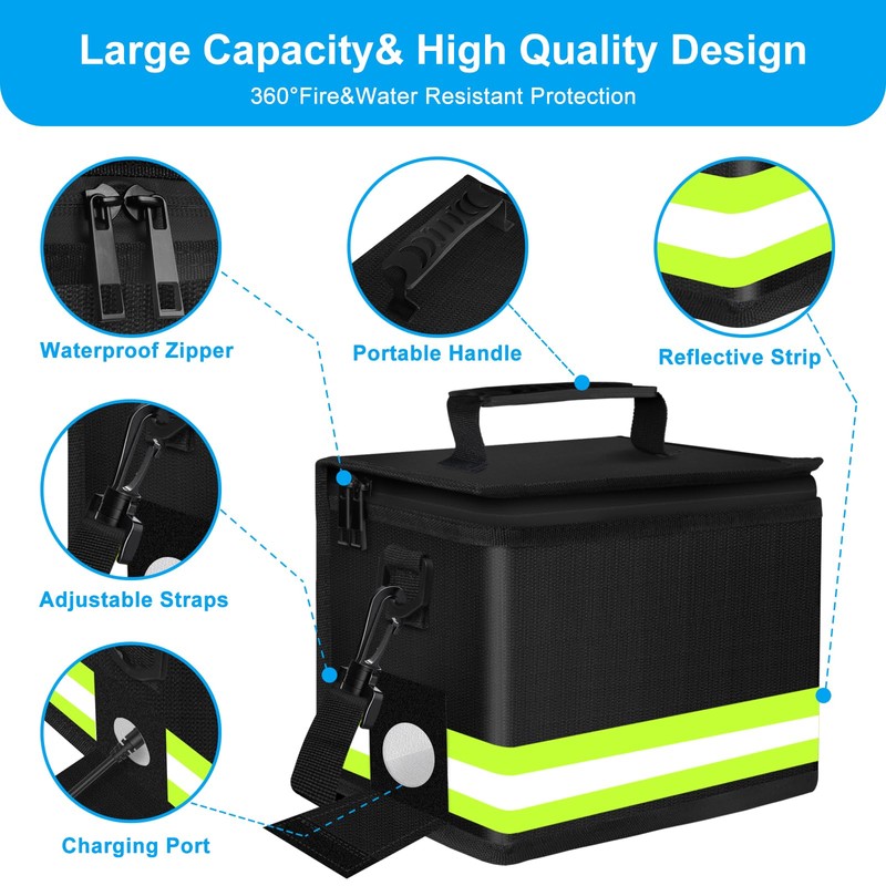 Upgraded Lipo Battery Fireproof Explosionproof Safe Bag,4 Layers of Heat