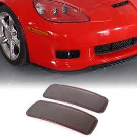 Moittellc Car Smoked Front Fog Light Cover Compatible with Chevy Corvette C6 2005-2013, Front Bumper Driving Fog Light Shell Trim Cover Molding Protection Accessories