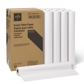 Medline Medical Exam Table Paper, Crepe Table Paper, 18 inches X 125 feet, Case of 12 Rolls