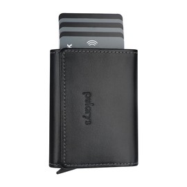 PULARYS Mini Wallet BOSTON - Multifunckion Credit Card Case - Italian Leather - RFID blocking - Size: 7.5 x 9.5 x 2.5 cm - Space for up to 10 Cards - Snap Fastener - Classic Design