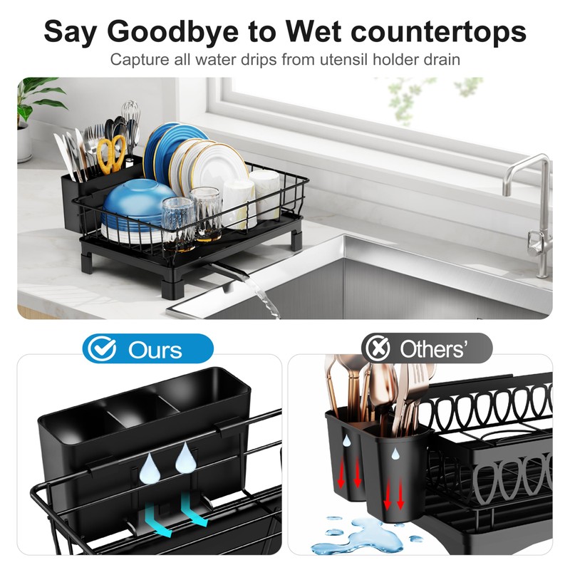GSlife Dish Drying Rack for Kitchen Counter or in Sink