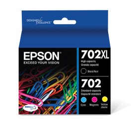 EPSON 702 DURABrite Ultra Ink High Capacity Black & Standard Color Cartridge Combo Pack (T702XL-BCS) Works with WorkForce Pro WF-3720, WF-3730, WF-3733