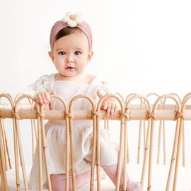 DRESHOW 3 Pack Girls Flower Headbands Stretchy Nylon Headbands Handmade Hair Accessories for Newborn Infant Toddlers Kids