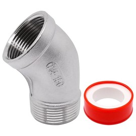 S SYDIEN 1 pieza de accesorios de codo de 45 grados, 1-1/4" NPT macho a 1-1/4" NPT hembra, conector de acoplamiento de tubo de acero inoxidable 304, c