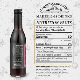Liquid Alchemist Grenadine Syrup for Cocktails - Real Ingredients Make our Pomegranate Syrup the Perfect Shirley Temple Mix - Our Small Batch Grenadine is Non-GMO, Gluten Free & Vegan (12.7 oz)