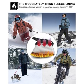 RIGWARL Leather Motorcycle Gloves Winter Fleece, Ten-Finger Touchscreen Mountain Bike Thick Gloves for Men and Women, Warm Skeleton Skull Gloves for Riding Bike BMX ATV MTB Cycling