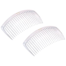 Parcelona French Glossy 23 Teeth Large 4 1/4" Celluloid Acetate Set of 2 No Slip Grip Side Hair Combs for Women, Made in France (Clear)