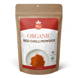 SPICY ORGANIC Red Chili Powder - USDA Organic - Non-GMO, Gluten-Free - No Added Preservatives and Color - 22 Servings Per Container, 4Oz (113 grams)
