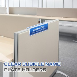 Cinnvoice 10 Pcs 2.25 Inch Cubicle Name Plate Holders Bulk Clear Double Sided Name Sign Tags for Home Library Doors Office Classroom 8.5 x 2.5 x 2.4 Inch