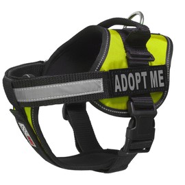 Dogline Vest Harness for Dogs and 2 Removable Adopt Me Patches, Medium/22 to 30", Green
