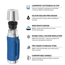 Super Sparrow Thermos Flask Stainless Steel Drinking Bottle – BPA-Free – 750 ml – Leak-proof Lid Works as a Drinking Cup – Keeps 12/24 Hours Hot/Cold – Thermos Flask for Sports, Outdoors