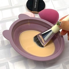 Makeup Puff & Brush Cleaning Pad Purple 3ea