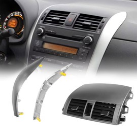 GXARTS Center Dash A/C Outlet Air Vent Panel And Strip Trim Compatible with Toyota Corolla 2008 2009 2010 2011 2012 2013 55670-02160 55663-02060 55435-02220 55436-02180
