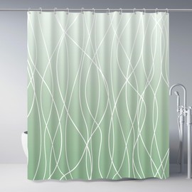 Punkray Punkray Ombre Green Striped Polyester Shower Curtain for Bathroom with Hooks, Shower Curtains for Bathroom, Waterproof Bath Accessories Hotel Style - Machine Washable 72 x 72