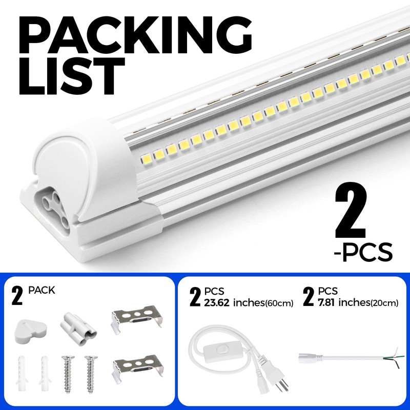 Barrina 6500K 1.5FT LED Shop Light, 3450LM, 25W, T8 Under