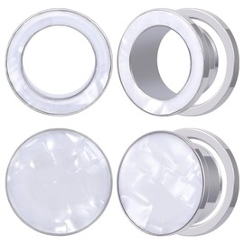 POBAISITER 4PCS Stainless Steel Ear Gagues Silverlight Tunnels for Ear Screw Fit Expander Stretcher Piercings