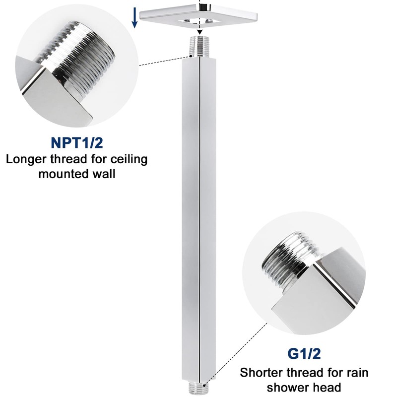 NearMoon Ceiling Mounted Shower Arm with Flange, Universal Connection 1/2
