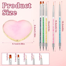 Nail Art Palette 6 Pcs in 1 Set Resin Nail Art Palette with 5 Nail Brushes, Nail Tech Supplies Tools Nail Polish Mixing Palette Double-Ended Dotting Pen for Nail Art Nail Polish Palette Gel Palette