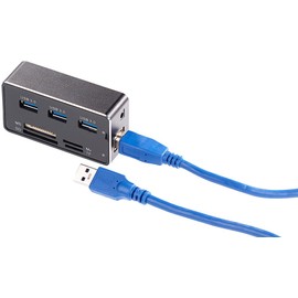 revolt Card Reader: USB 3.0 Hub with 3 Ports and Multi Card Reader for SD, microSD, MS & M2 (Card Reader USB 3, Multi Card Reader, Memory Card)