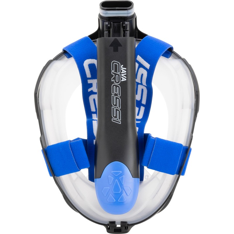 CRESSI Unisex Adult Java Full Face Snorkel Mask, Black/Blue, L/XL
