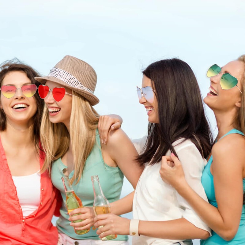 Pack of 3 Heart Party Glasses, Colourful Sunglasses Heart, Hippie
