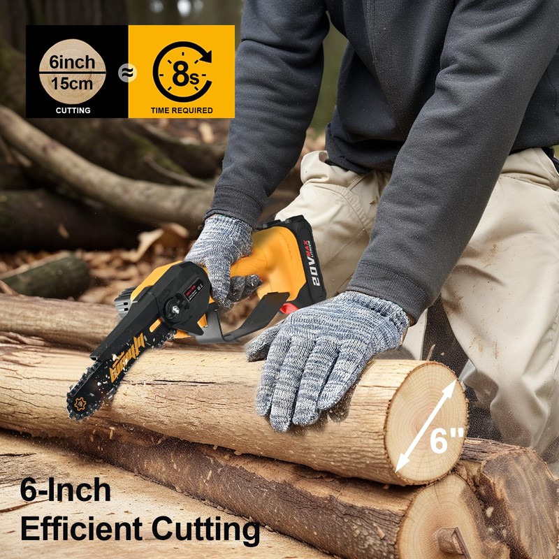 Mini Chainsaw Cordless 6-Inch Electric Chain Saws Cordless Handheld Portable
