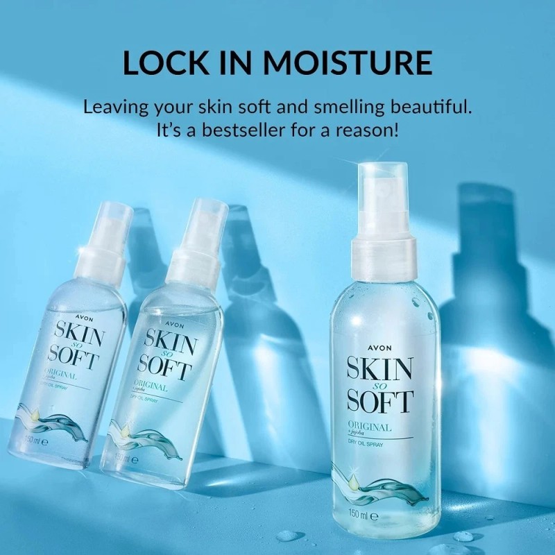 4 X Bottles Avon Skin So Soft Original Dry Oil