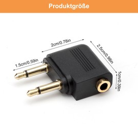 HENGBIRD Pack of 6 Aeroplane Adapter Headphones, Headphones Aeroplane, Airline Adapter, Aeroplane Adapter, Dual 3.5 mm Male to Female Headphone Adapter, Gold Plated