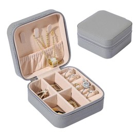 Jravezt Jewelry Box, Mini Jewelry Box, PU Leather Jewelry Box, Convenient Storage, Accessory Case, Accessory Storage, Earring, Necklace, Small Items, Storage Case, Portable, For Travel (Pink)