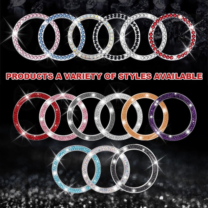 PACLVIO 2PCS Car Bling Crystal Rhinestone Engine Start Ring Decals,
