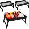 Qunclay 3 Pcs Lap Tray for Eating Bamboo Breakfast Tray