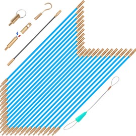 GURADESIGN 32.2FT Fiberglass Running Electrical Wire Cable Glow Rods Wire Pulling, Fish Rods Electrical Kit with 6 Different Attachments and Fish Tape Wire Puller Kit (32, Blue)