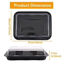 JMIATRY 20 Pcs Reusable Small Plastic Buffets Catering Trays with Lids, 264mmx200mm Sweet Treat and Sandwich Platter Trays, Black Pattern Base Food Containers for Party Food and Buffets