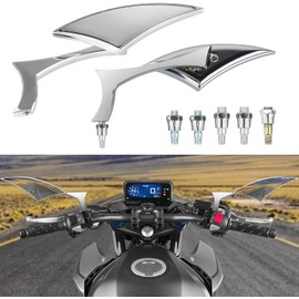 Nifeida 8mm/10mm Motorcycle Spear Blade Rearview Side Mirrors, Chrome Motorcycle Cruiser Blade Mirrors fit for Harley Cruiser Chopper Sportbike Dyna Softail Street Bike Scooter Dirt Bike, Pair