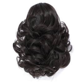Yamel Ponytail Extension Short Cute Curly Wavy 1B Natural Black Claw Jaw Clip in Synthetic Hairpiece Pony Tail Tale Ponytail Hair Extensions