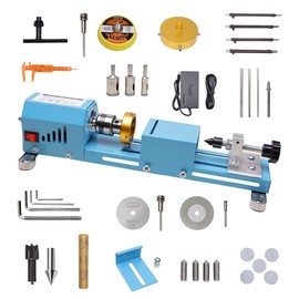 BACHIN Mini Lathe Wood Lathe Machine Multi-Purpose Type Lathe with Wood Lathe Milling Accessories, for Wood Polishing, Grinding, Cutting and Milling ，2.76 in x 6.3 in, 24VDC 96W，7 Speeds