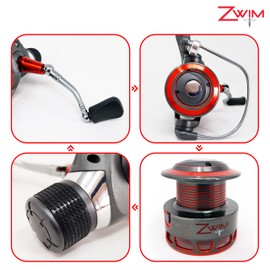 ZWIM - Rear Drag Fishing Reel Fixed Spool Spinning KHR40/4000-4 Japanese Ball Bearings (3 + 1 BB) ABS Graphite Body 5.2:1 Gear Ratio with Diecast Long Cast Quick Release Aluminium Spool [11-0140]