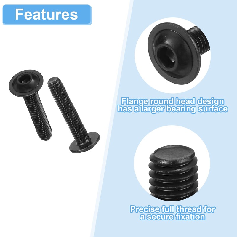 sourcing map 50Pcs M5-0.8x8mm Flanged Button Head Socket Screws, 304