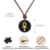 COAI Black Obsidian Necklace for Men Women, Genuine Leather Ankh