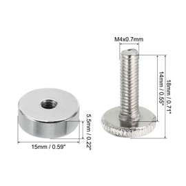 PATIKIL M4x12 Standoff Screws with Spacers, 10 Pack Wall Mounting Hardware Thumb Screw Fasteners for Acrylic Glass Signs Mirrors, Silver Tone 18mm