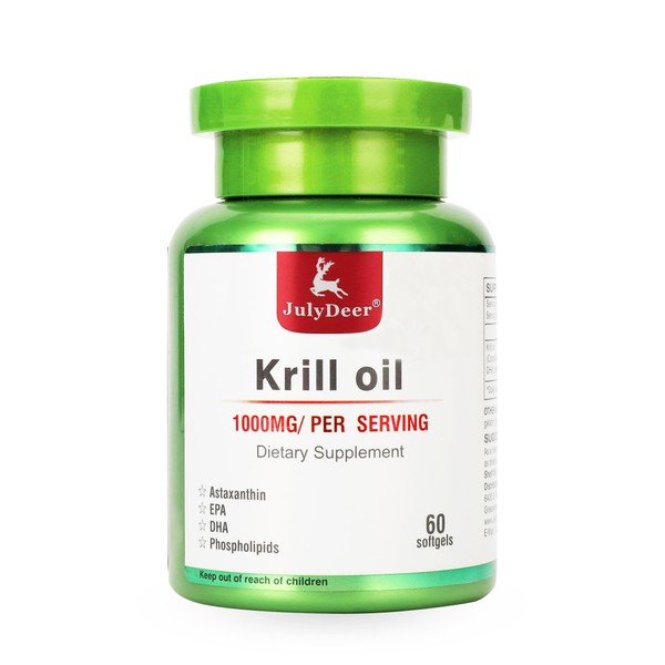 JulyDeer Antarctic Krill Oil 1000 mg with Omega-3s EPA, DHA,