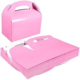Pack of 24 Paper Treat Boxes - Gable Favor Boxes - Fun Party Play Goodie Boxes - 2 Dozen Pastel Pink Birthday Party Shower Loot Gift Boxes - 24 Count - 6.2 x 3.5 x 3.6 Inches