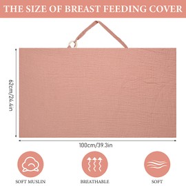 3 Pcs Muslin Nursing Cover for Breastfeeding, Cotton Breast Feeding Covers With Arch Neckline, Soft Breathable Privacy Cover for Women, Multi-use Car Seat Stroller, 39 x 24 Inch